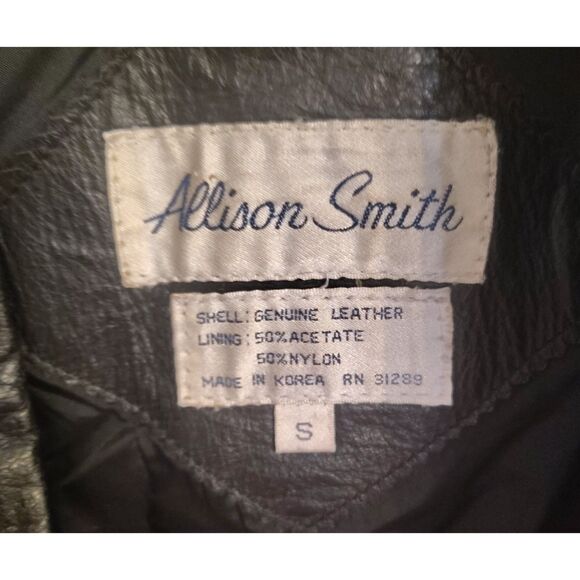 Vintage Allison Smith Black Leather Jacket Size S 90s Y2K Winter Fall - Picture 3 of 4